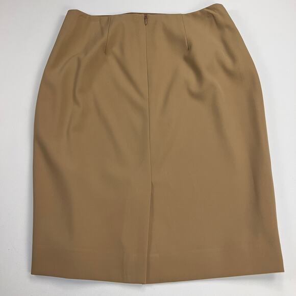 Carlisle Camel Brown Cat Scratch Stitching Pencil Skirt Knee Length Lined Size 4 - Picture 6 of 13